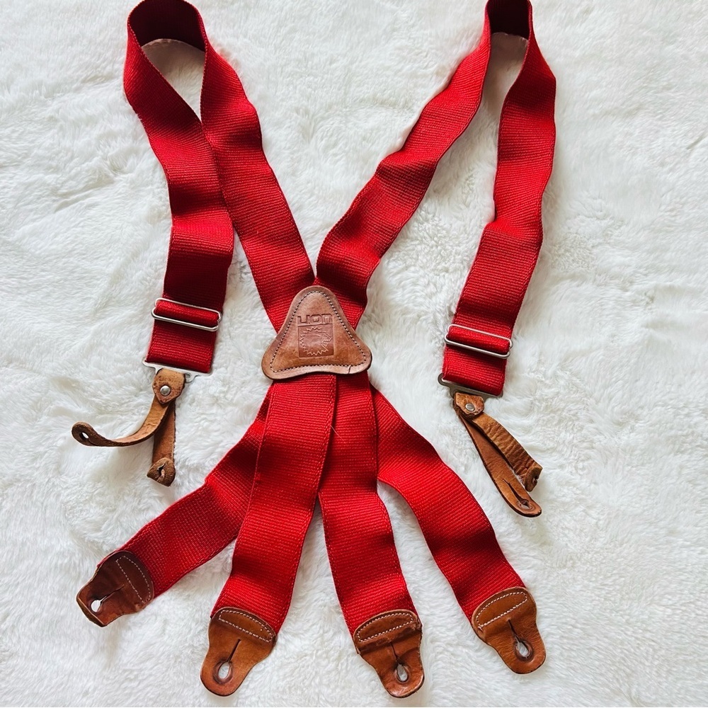 Firefighter Vintage RED Suspenders Style Turnout Pants Lion Apparel.
